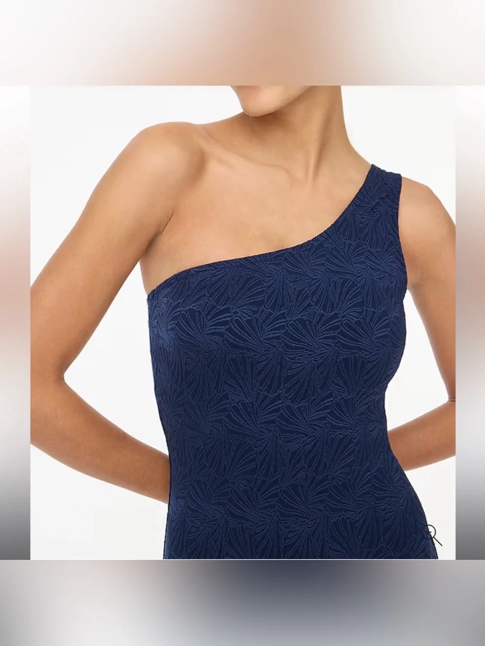 J. Crew One-Shoulder Textured Navy Swimsuit size Medium